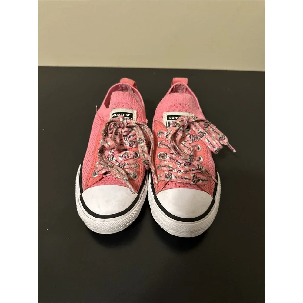 Converse‎ CTAS Knit Pink/White Girl's Slip On Size 12 Minnie Mouse Laces!